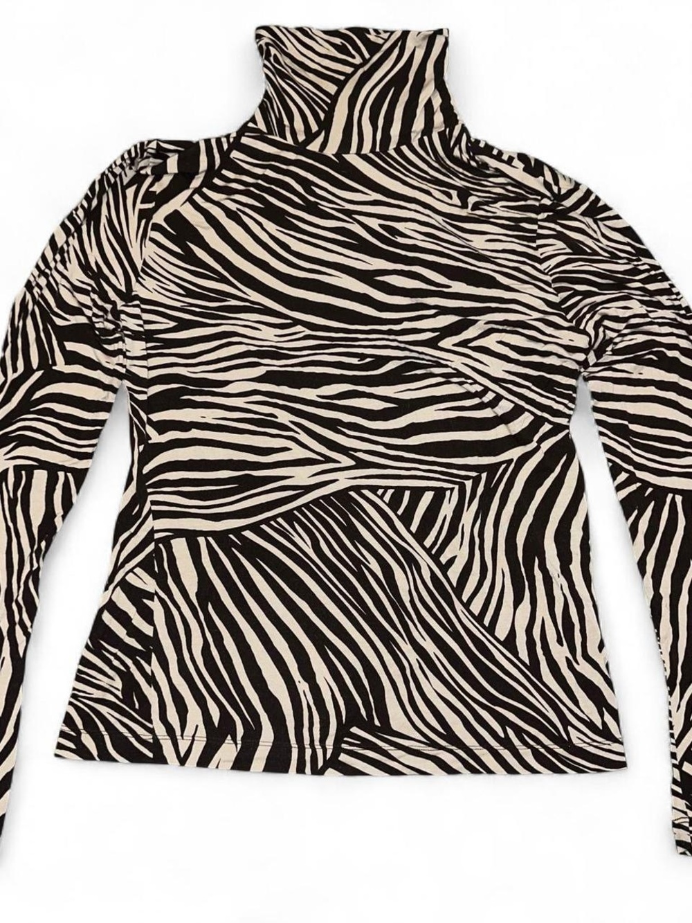 H&M Black & Cream Zebra Print Turtleneck Long Sleeve Top